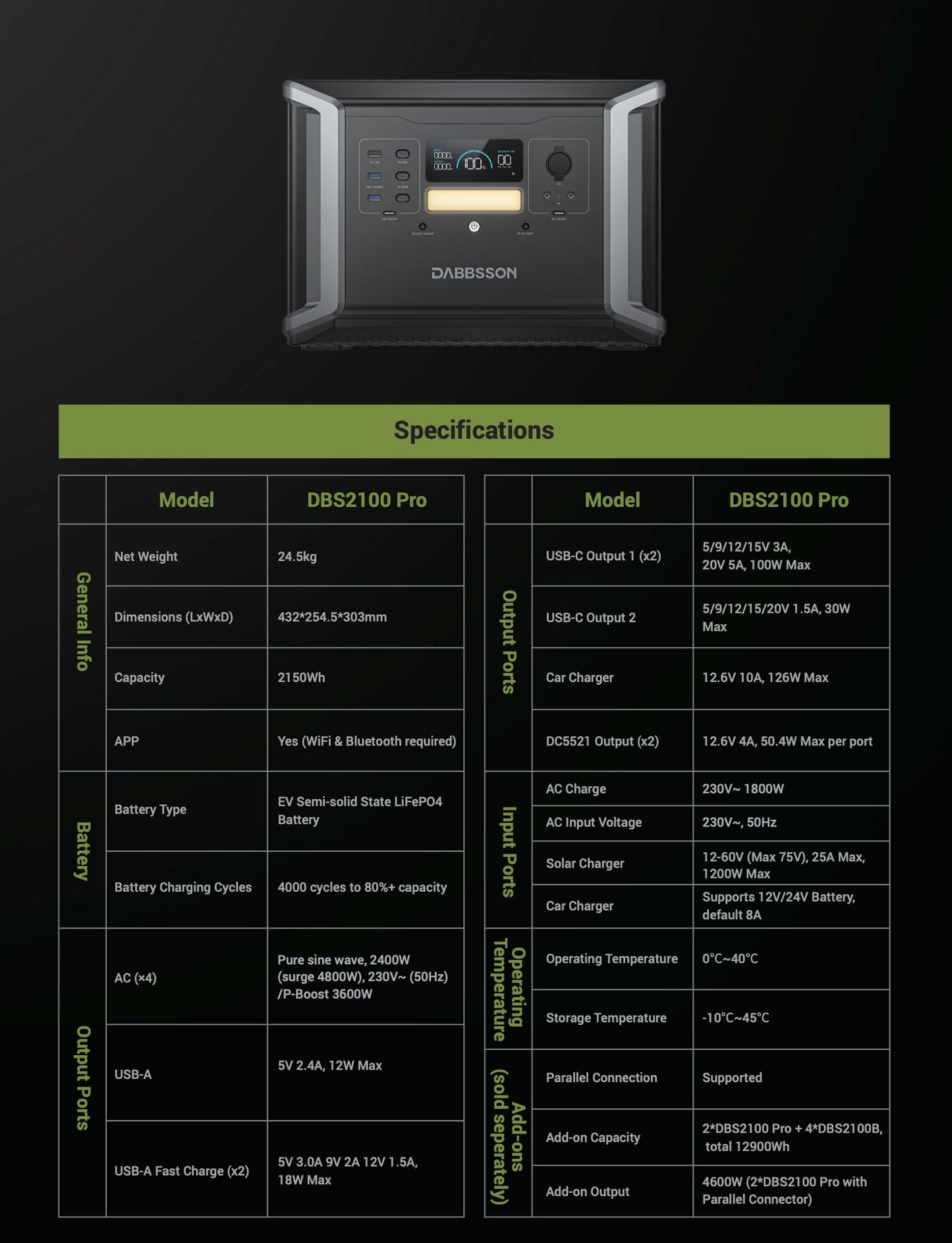 DBS2100 Pro Portable Power Station 2150Wh | 2400W