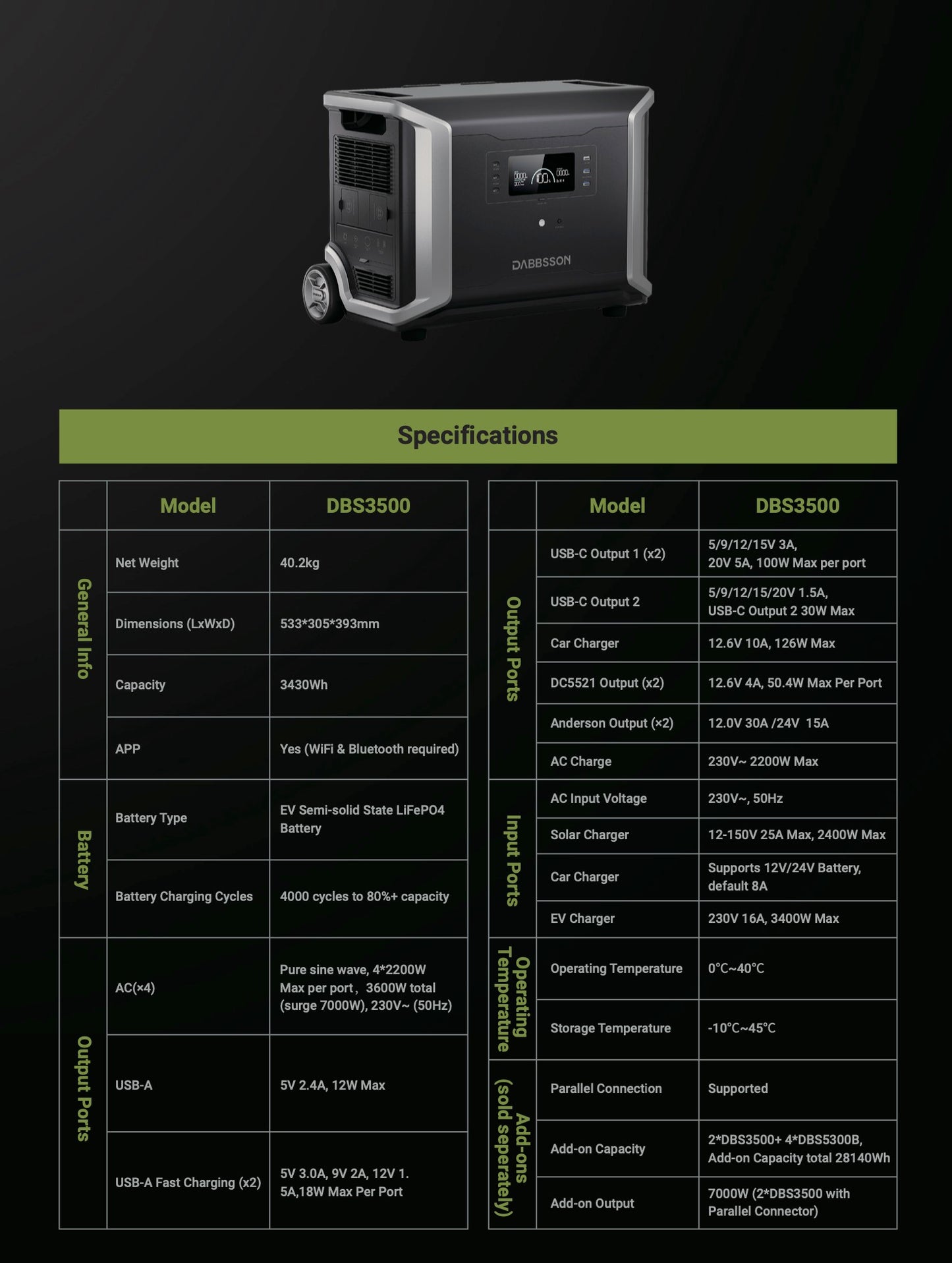 DBS3500 Portable Power Station 3430Wh | 3600W